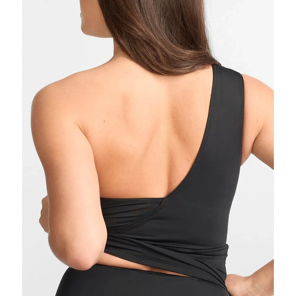 BARE Tankini Top Size 12 The Slimming Grecian TankinI One Shoulder Black Swim